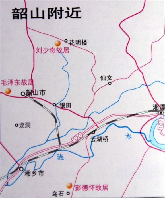 韶山附近红色伟人故居分布地图图片